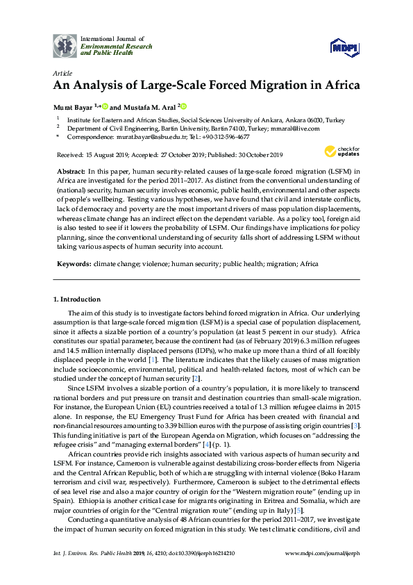 (PDF) An Analysis of Large-Scale Forced Migration in Africa