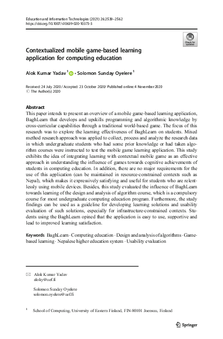(PDF) Contextualized mobile game-based learning application for ...