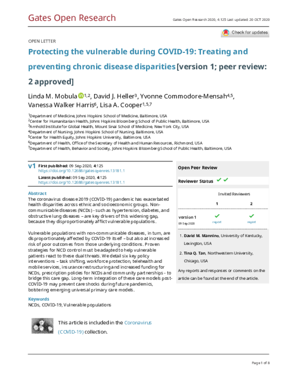 (PDF) Protecting the vulnerable during COVID-19: Treating and ...