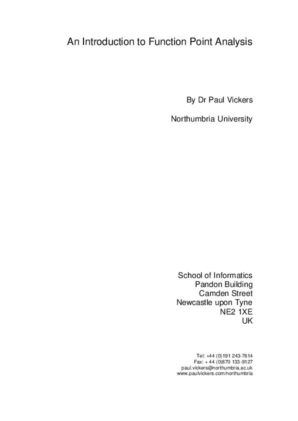 (PDF) An Introduction to Function Point Analysis -- these are some ...