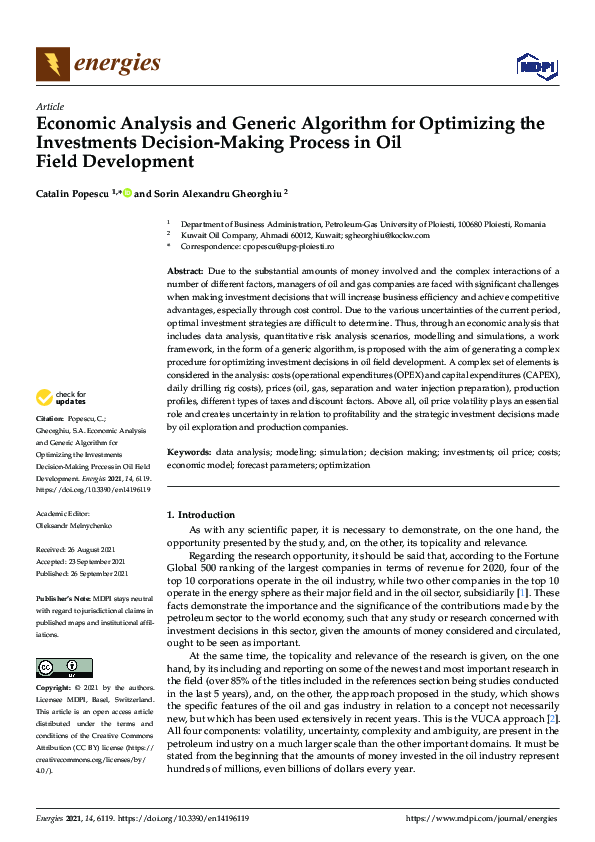 (PDF) Economic Analysis and Generic Algorithm for Optimizing the ...