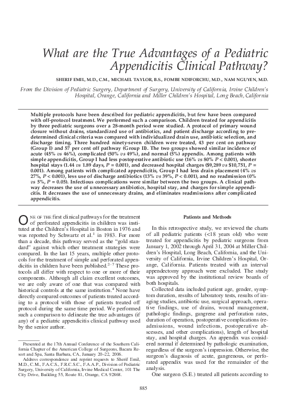 (PDF) What are the true advantages of a pediatric appendicitis clinical ...