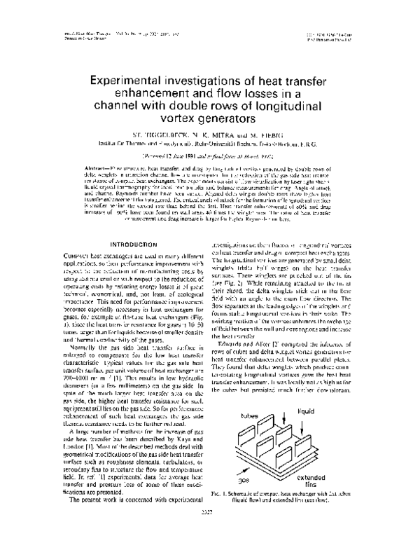 (PDF) Experimental investigations of heat transfer enhancement by plane ...