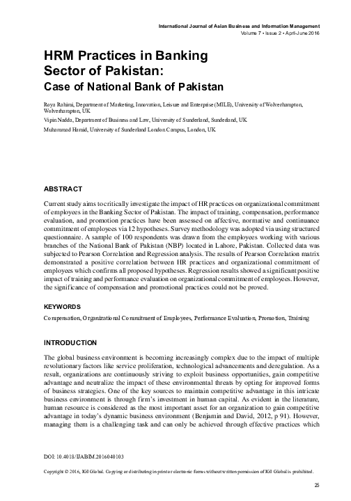 (PDF) HRM Practices in Banking Sector of Pakistan