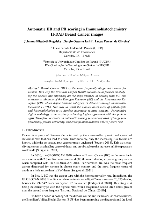 (PDF) Automatic ER and PR scoring in Immunohistochemistry H-DAB Breast ...