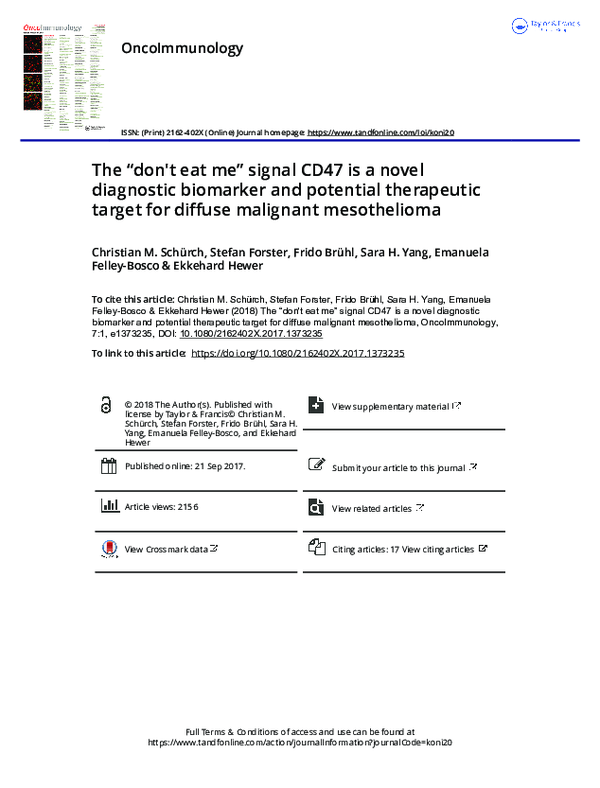 (PDF) The “don't eat me” signal CD47 is a novel diagnostic biomarker ...