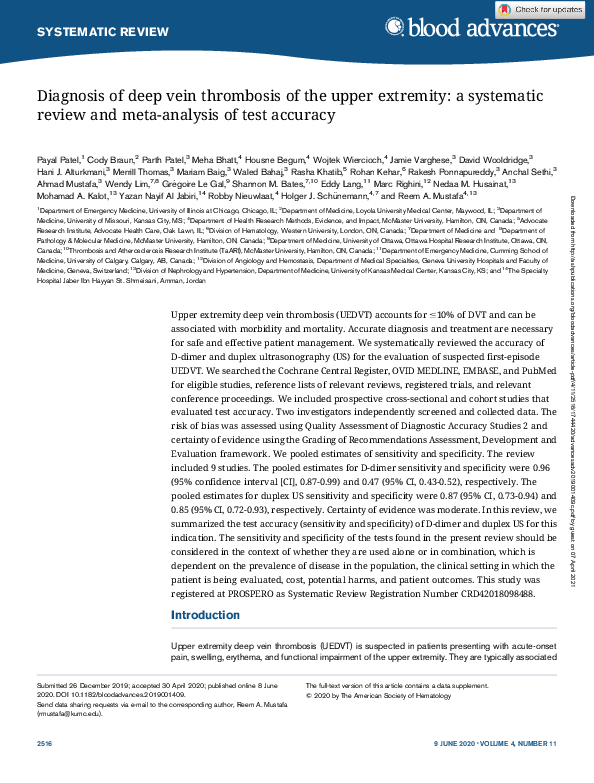 (PDF) Diagnosis of deep vein thrombosis of the upper extremity: a ...