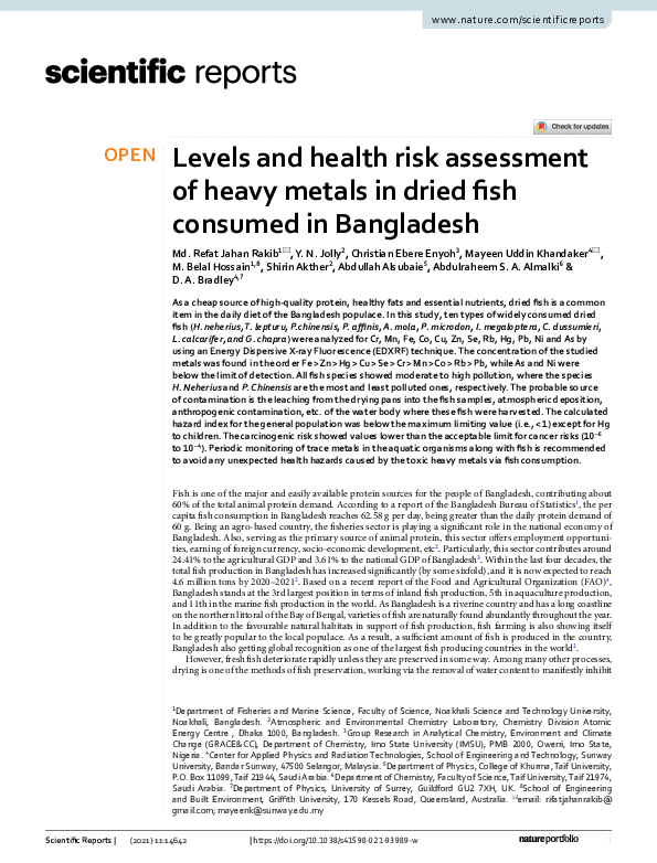 (PDF) Levels and health risk assessment of heavy metals in dried fish ...