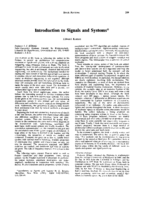 (PDF) Introduction to signals and systems