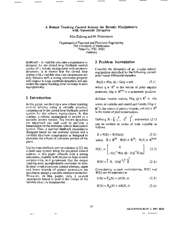 (PDF) A robust tracking control scheme for robotic manipulators with ...