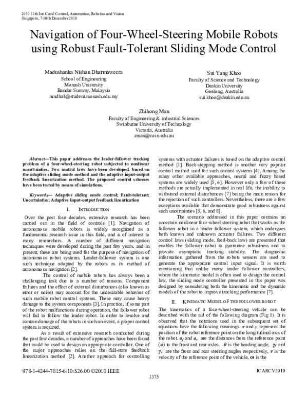 (PDF) Navigation of four-wheel-steering mobile robots using robust ...
