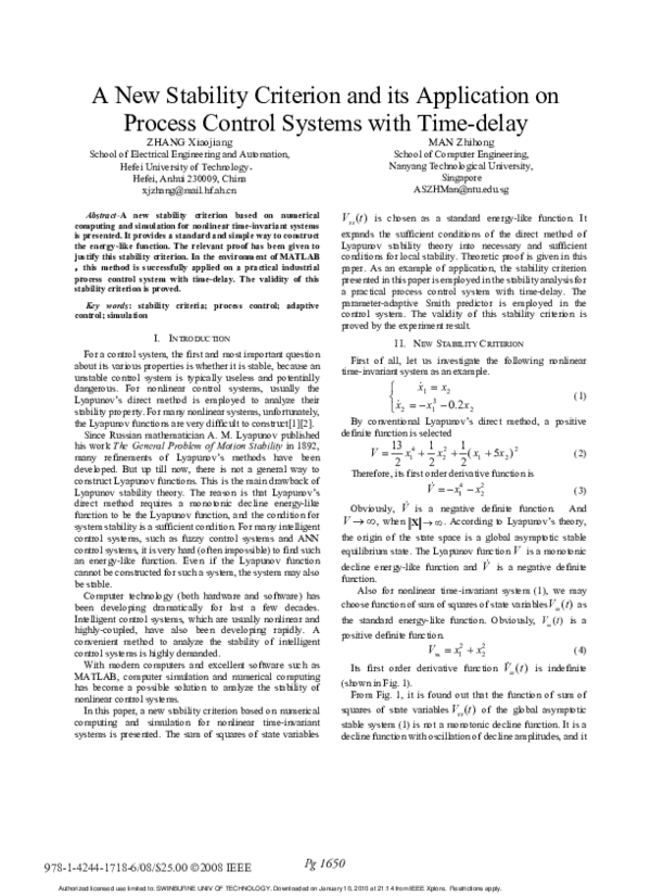 (PDF) A new stability criterion and its application on process control ...
