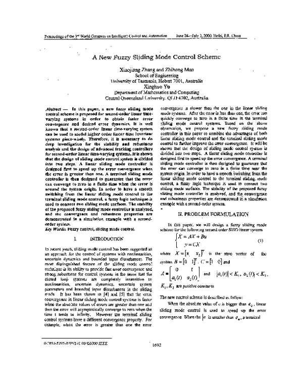 (PDF) A new fuzzy sliding mode control scheme
