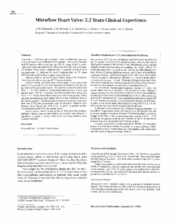 (PDF) Mitroflow Heart Valve: 5.5 Years Clinical Experience