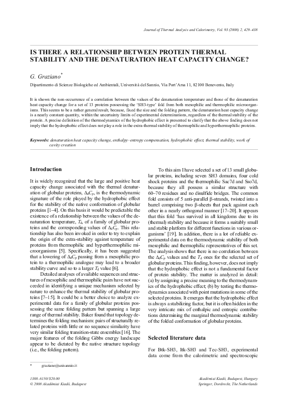 (PDF) Is there a relationship between protein thermal stability and the