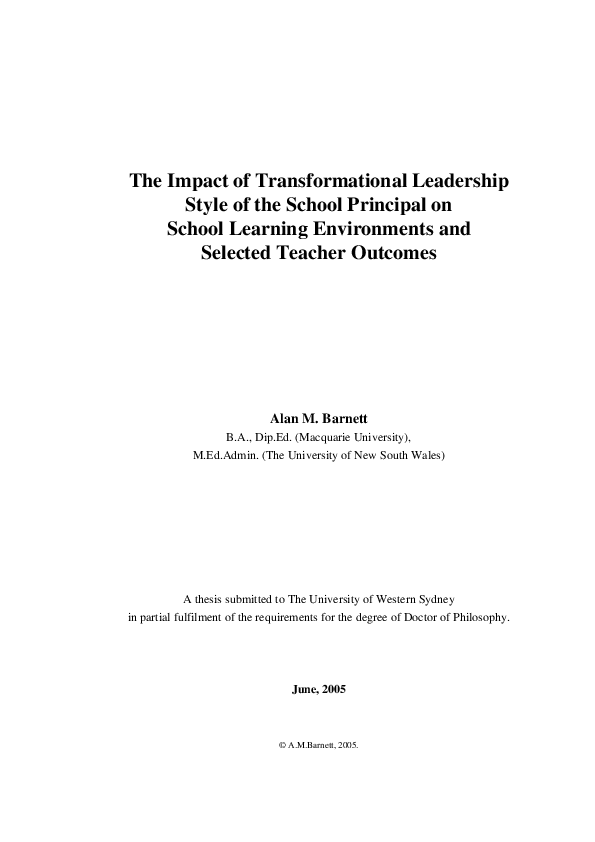 (PDF) The impact of transformational leadership style on job satisfaction