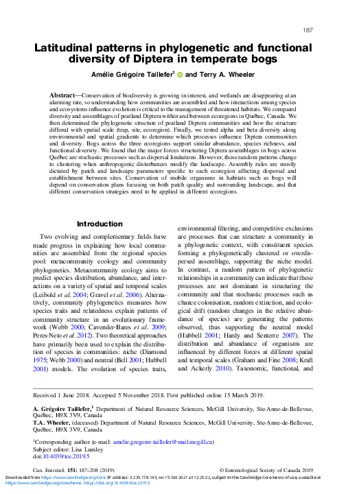 (PDF) Latitudinal patterns in phylogenetic and functional diversity of ...