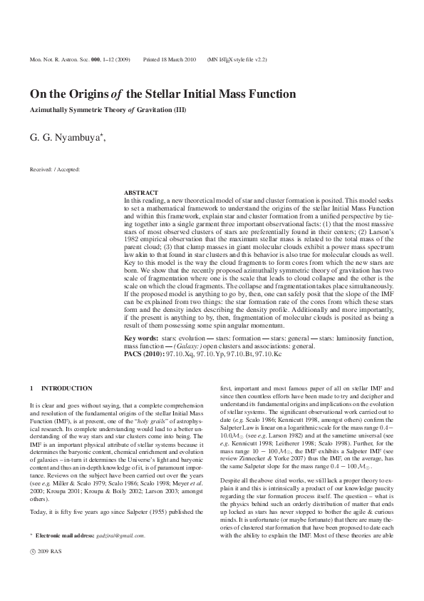 (PDF) On the Origins of the Stellar Initial Mass Function
