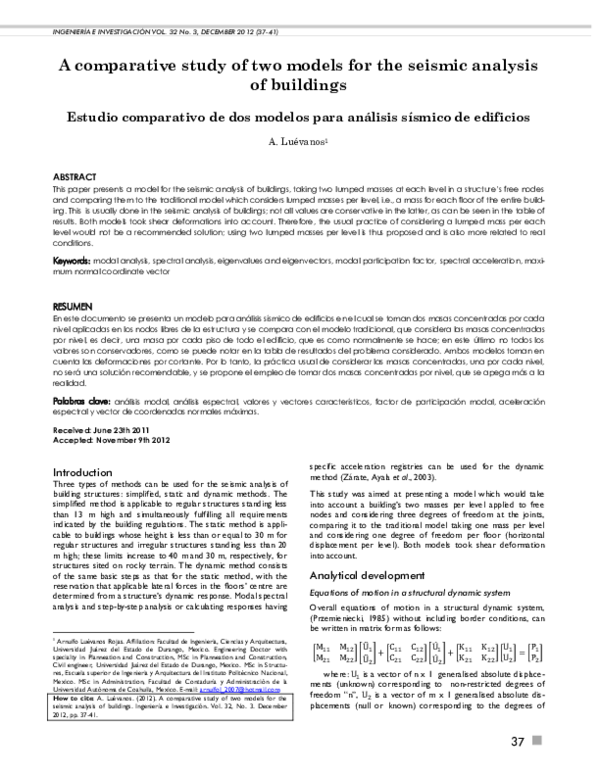 (PDF) A comparative study of two models for the seismic analysis of ...