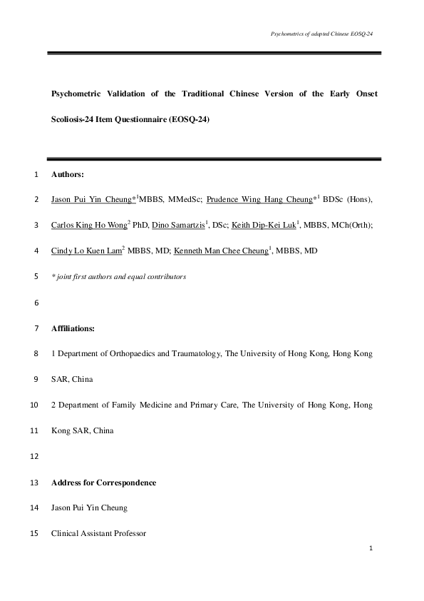 (PDF) Psychometric Validation of the Traditional Chinese Version of the ...