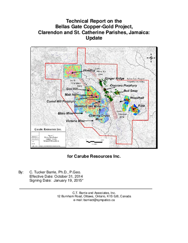 (PDF) Technical Report on the Bellas Gate CopperGold Project