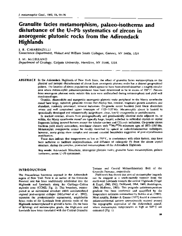 (PDF) Granulite facies metamorphism, palaeo-isotherms and disturbance ...