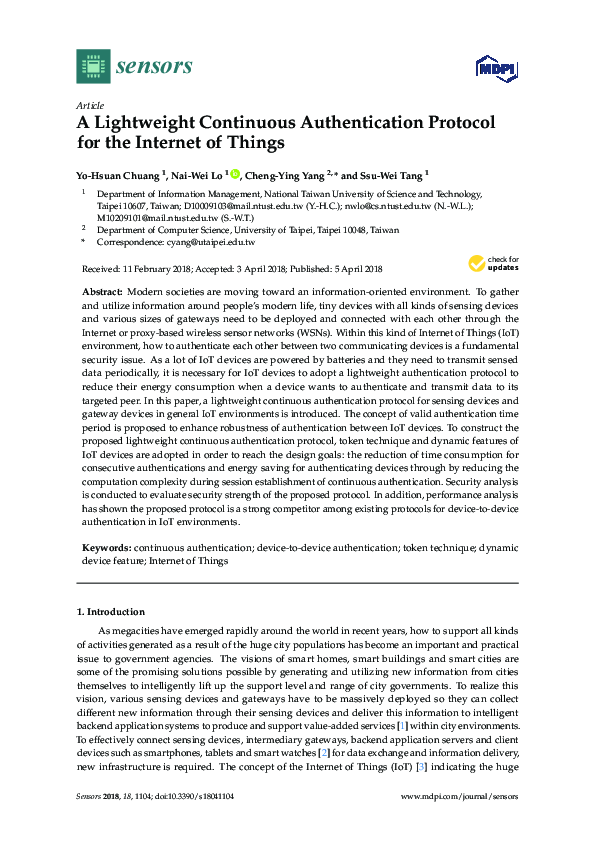 (PDF) A Lightweight Continuous Authentication Protocol for the Internet ...