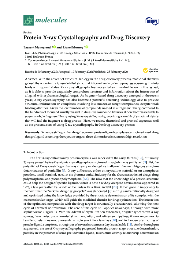 (PDF) Protein X-ray Crystallography and Drug Discovery