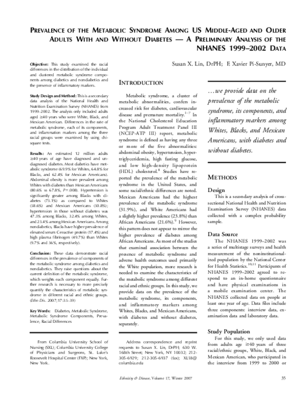 (PDF) Prevalence of the metabolic syndrome among US middle-aged and ...