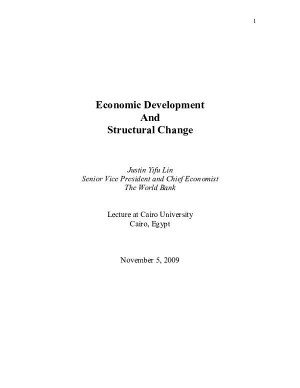 (PDF) Economic Development and Structural Change