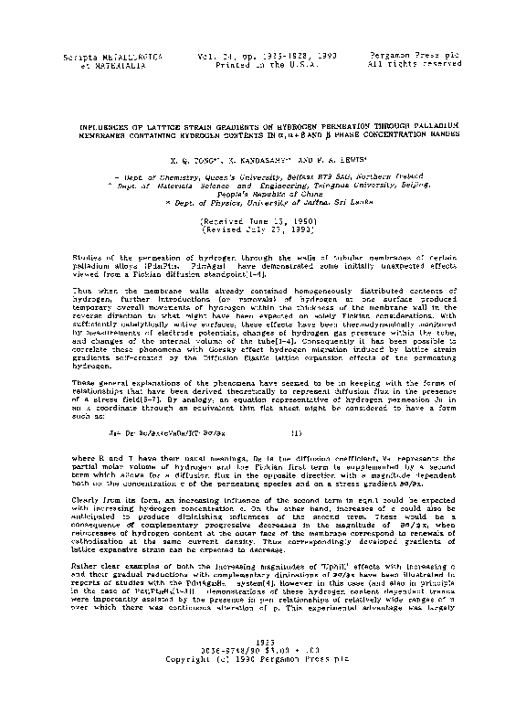 (PDF) Influences of Lattice Strain Gradients on Hydrogen Permeation ...