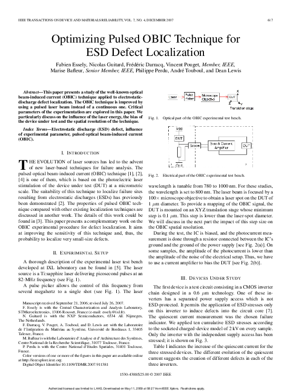 (PDF) Optimizing Pulsed OBIC Technique for ESD Defect Localization