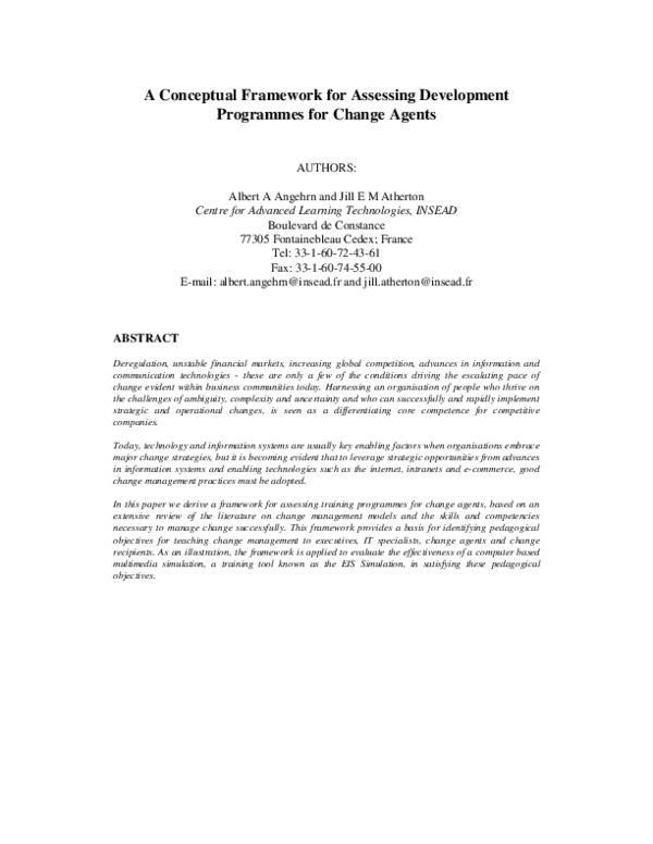 (PDF) A Conceptual Framework for Assessing Development Programmes for ...