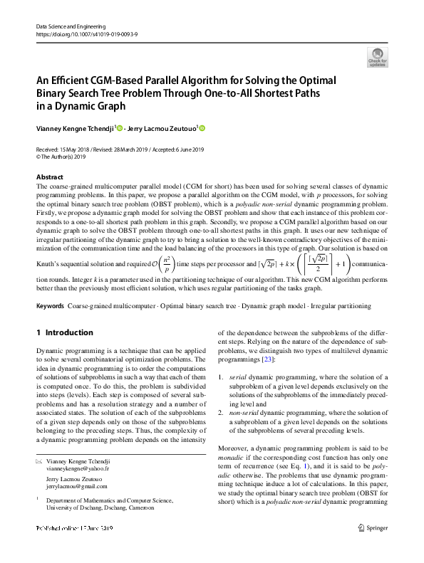 (PDF) An Efficient CGM-Based Parallel Algorithm for Solving the Optimal ...