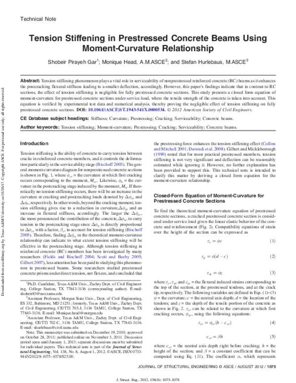 (PDF) Tension Stiffening in Prestressed Concrete Beams Using Moment ...