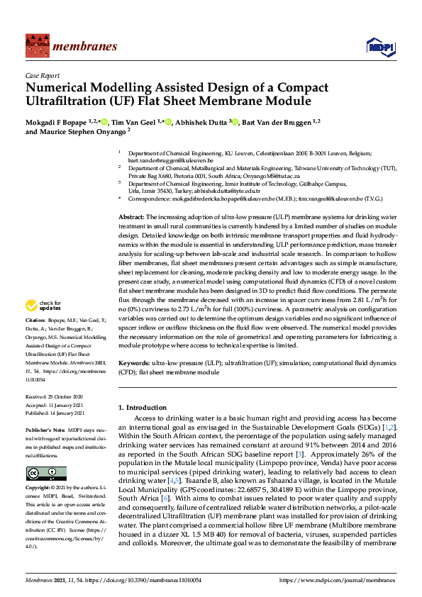 (PDF) Numerical Modelling Assisted Design of a Compact Ultrafiltration ...