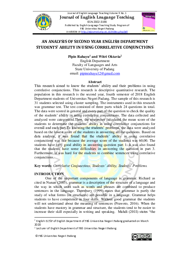 (PDF) An Analysis of Second-Year English Department Students' Ability ...