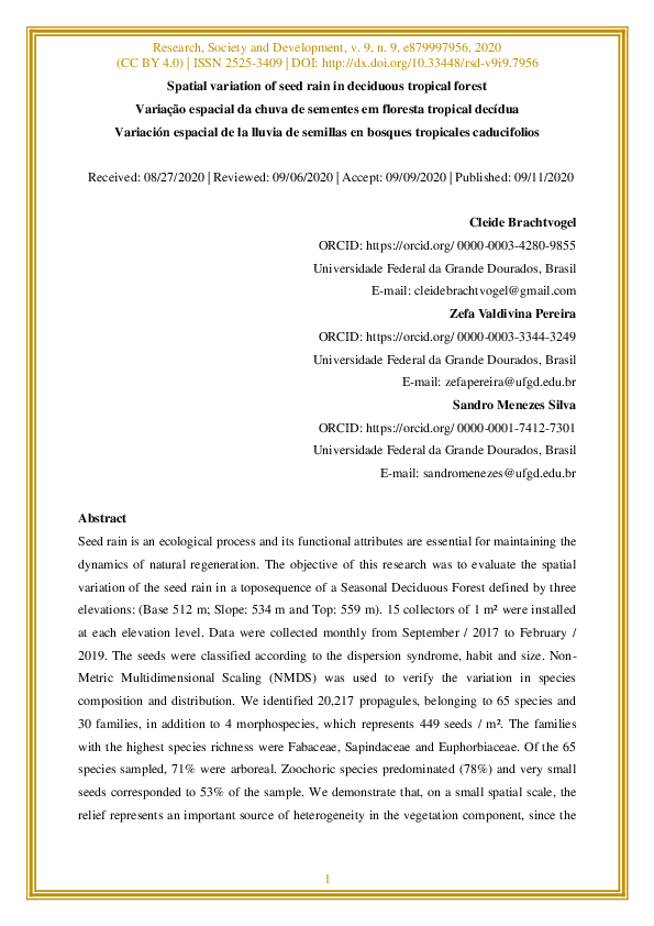 (PDF) Spatial variation of seed rain in deciduous tropical forest
