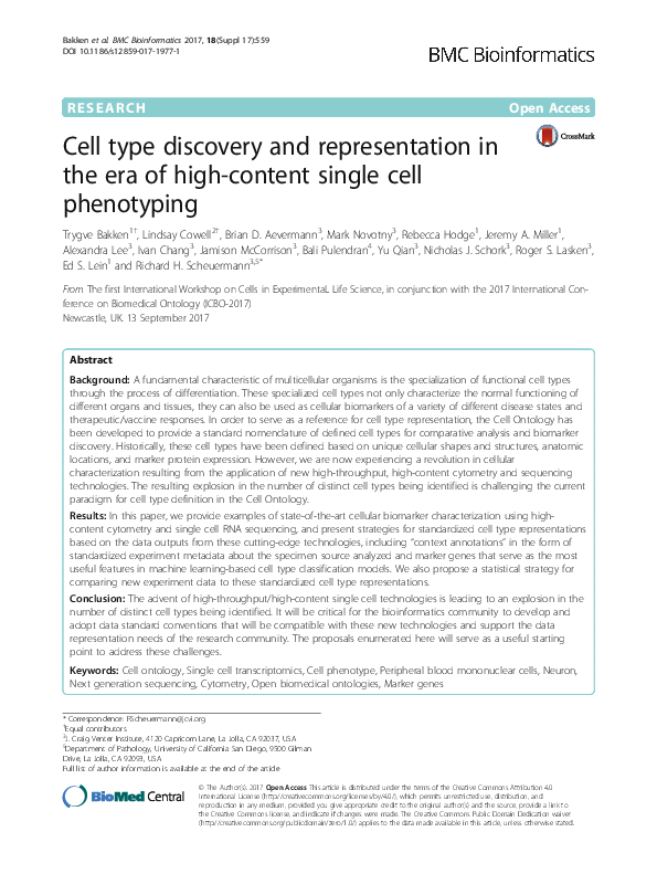 (PDF) Cell type discovery and representation in the era of high-content ...
