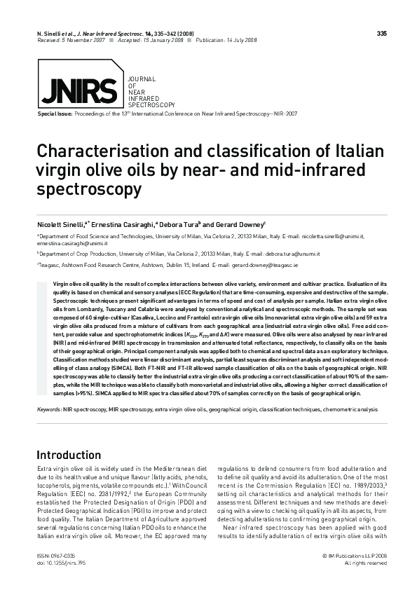 (PDF) Characterisation and classification of Italian virgin olive oils ...