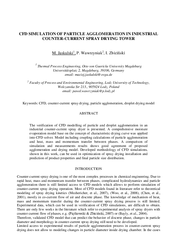 (PDF) CFD Simulation of Particle Agglomeration in Industrial Counter ...