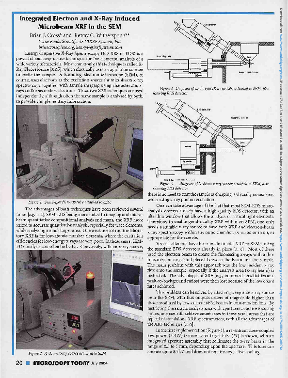 (PDF) Integrated Electron and X-Ray Induced Microbeam XRF in the SEM