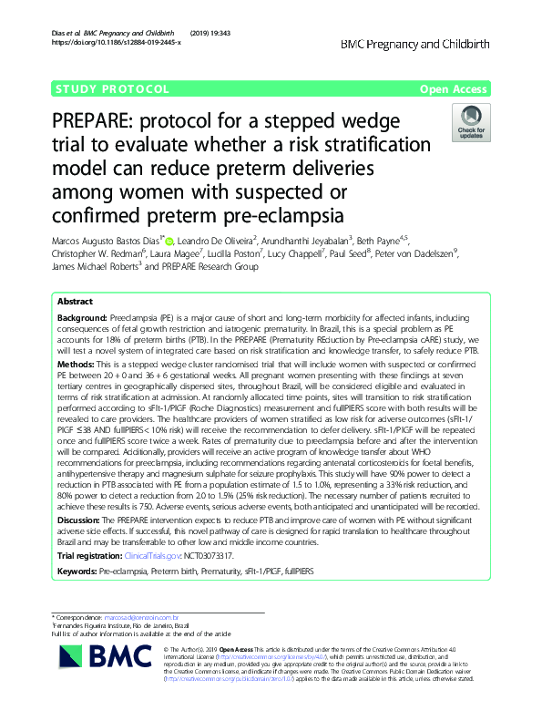 (PDF) PREPARE: protocol for a stepped wedge trial to evaluate whether a ...