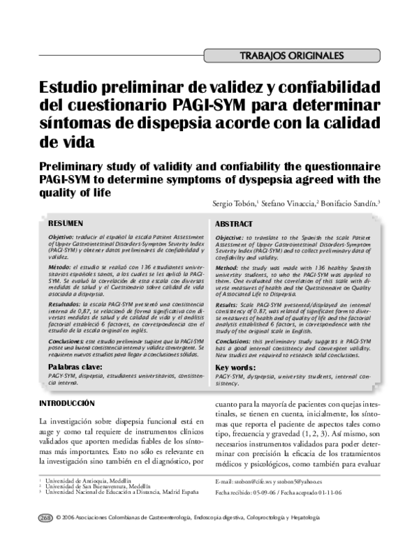 (PDF) Preliminary study of validity and confiability the questionnaire ...