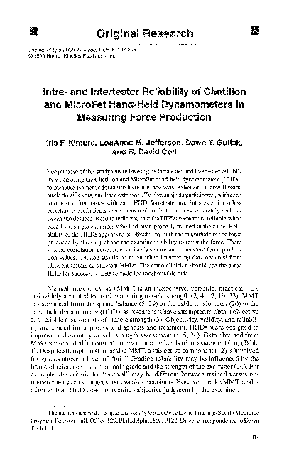 (PDF) Intra- and Intertester Reliability of Chatillon and MicroFet Hand ...
