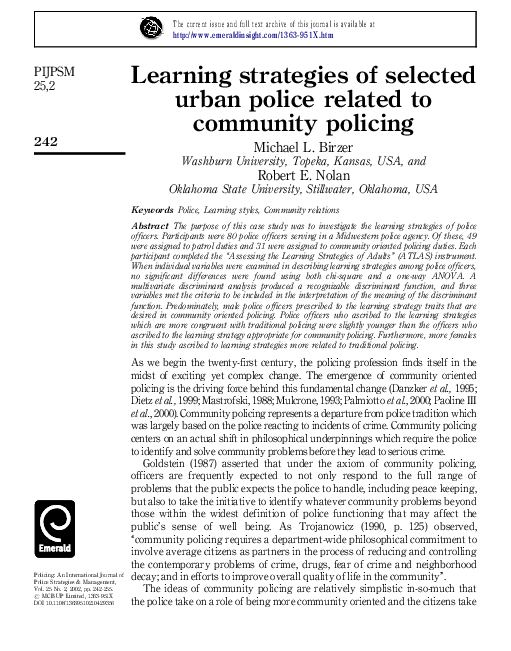(PDF) Learning strategies of selected urban police related to community ...
