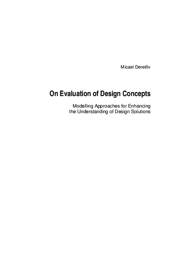 (PDF) On Evaluation of Design Concepts Modelling Approaches for ...