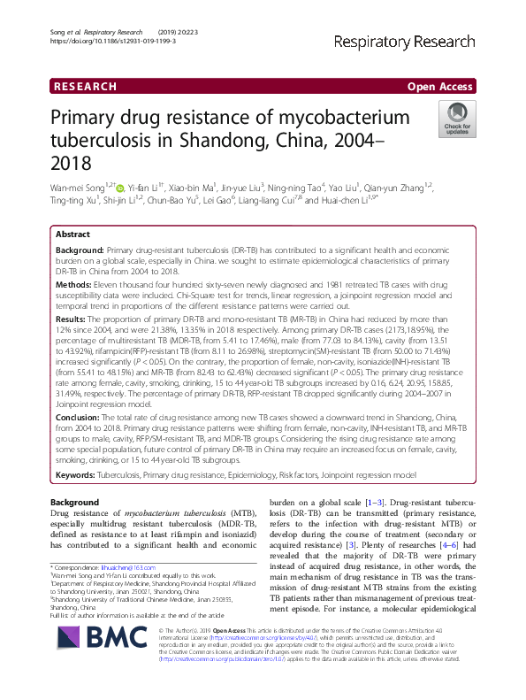 (PDF) Primary drug resistance of Mycobacterium tuberculosis in ...