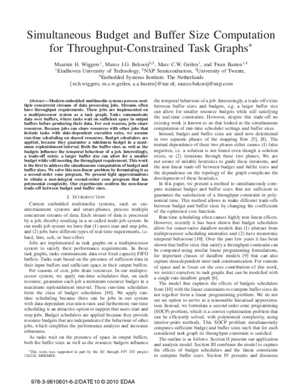 (PDF) Simultaneous budget and buffer size computation for throughput ...