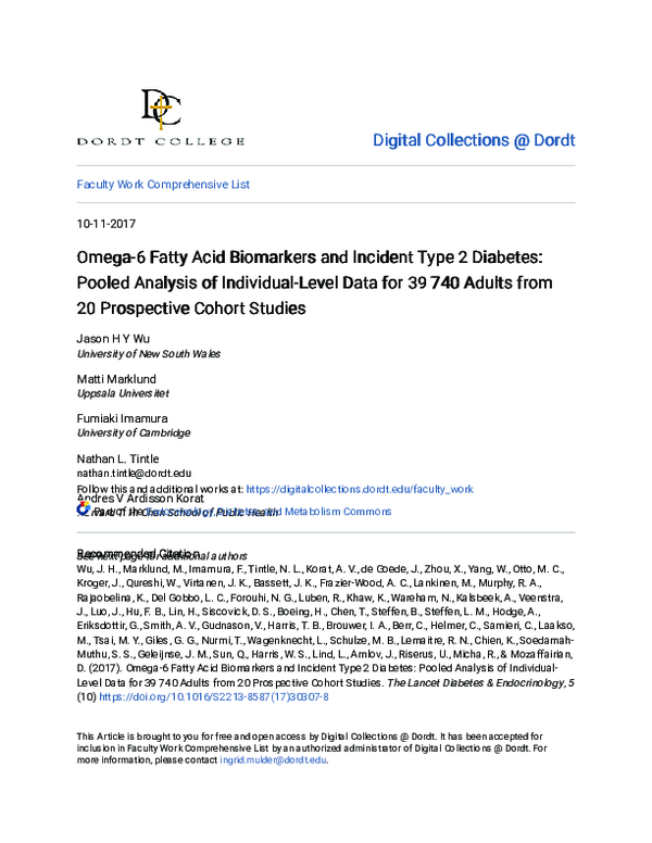 (PDF) Omega-6 fatty acid biomarkers and incident type 2 diabetes ...